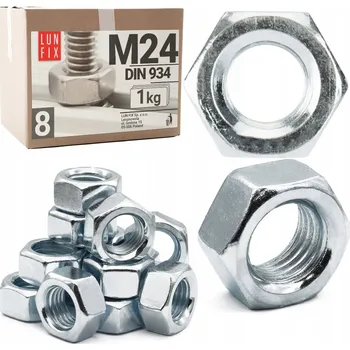 Matice Matice M24 Třída 8 Pozink DIN 934 Balení 1Kg 9 Ks