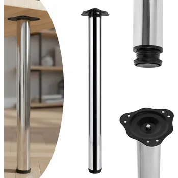 Stolová podnož NOHA NÁBYTKOVÁ FI 60 KE STOLU DESKY KOVOVÁ NOŽIČKA K NÁBYTKU V 710 MM 1 KS CHROM