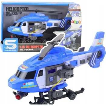 autíčko Policejní helikoptéra Hák Nosítka Světla Zvuky Modrá 1:16