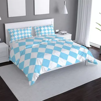 Povlečení Sablio Povlečení Bílomodré kosočtverce - 140x220 / 90x70