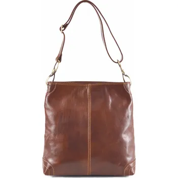 Kabelka Kožená velká kabelka na výšku přes rameno hnědá (5553-03)