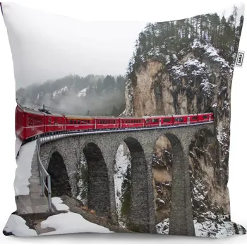 Polštář Sablio Polštář Vlak na mostě 2 - 50x50 cm
