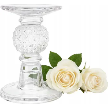 Svícen Skleněný svícen, křišťálová elegance, průhledný, na svíčku