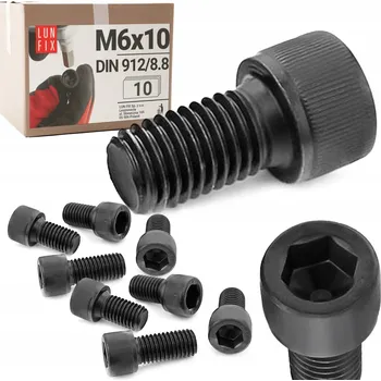 Šroub Šroub se šestihrannou hlavou M6x10 černý pozink válcová hlava DIN912 třída 8.8 imbusový 10 Ks.