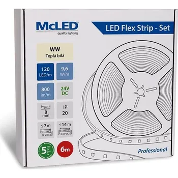Žárovka McLED Set LED pásek 6m, WW, 9,6W/m