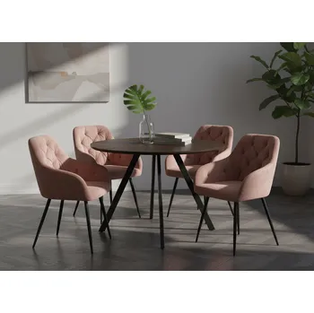 Jídelní set Noela Jídelní set GYRUS 120 hnědý + 4x židle SIENA růžová