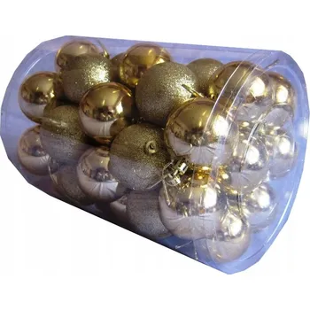 Vánoční dekorace Vánoční Baňky nerozbitné zlaté 6 cm V tubě 40 ks