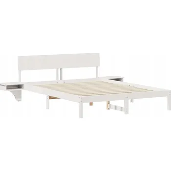 Postel Rámeček postele s opěrkou hlavy Bílý 150 x 200 cm Masivní borovicové dřevo