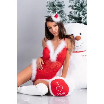 Body Livia Corsetti Červené krajkové body Naughty Santa červená L/XL