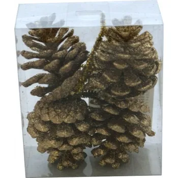 Vánoční dekorace Vánoční Baňky ŠIŠKY zlaté 5 cm. Balení 4 ks