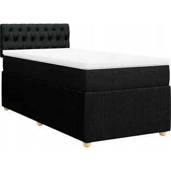 Postel Kontinentální postel 200 x 100 x 100,5 cm černá s matrací a topperem