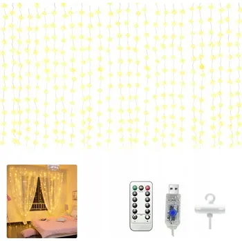 Vánoční dekorace SVĚTELNÝ ZÁVĚS LED 3x3 m, 300 LED diod, Vánoční Girlanda na Stromeček, Teplá Bílá XL