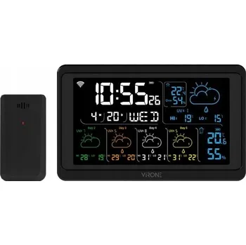 Meteostanice VIRONE WS-6 Multifunkční meteostanice, bezdrátová, Wi-Fi, černá