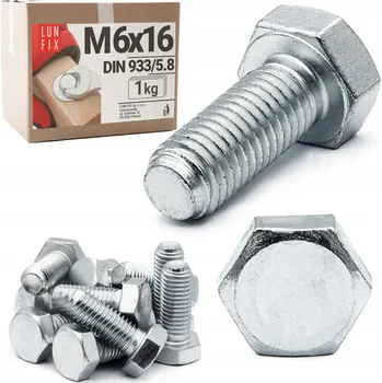 Šroub ŠROUBY METRICKÉ M6x16 pozink, třída 5.8, DIN 933 - 1 kg
