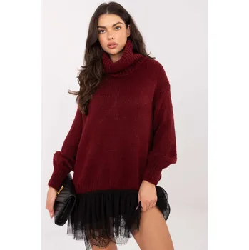 Dámský svetr Vínový dámský oversize rolák IN-SW-3176.26-bordo Velikost: ONE SIZE