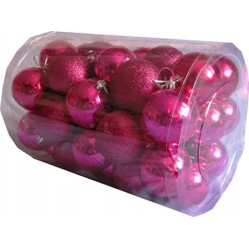 Vánoční dekorace Vánoční Baňky nerozbitné růžové 6cm V tubě 40ks