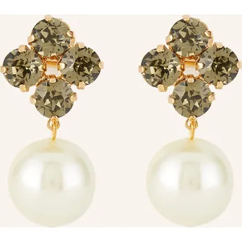 Náušnice Seenberg Dámské Visací Náušnice, krémová / zelená, one size