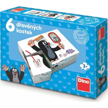 Hrací kostka Dino Kostky kubus Krtek dřevo 6ks v krabičce 18x13x4cm