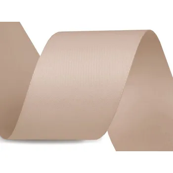 Atlasová hedvábná stuha oboulící šíře 40 mm matná, barva 701 béžová světlá
