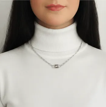 Náhrdelník Designový náhrdelník s originálním přívěskem ve tvaru zámku „Síla okamžiku“ z chirurgické oceli č. 1824