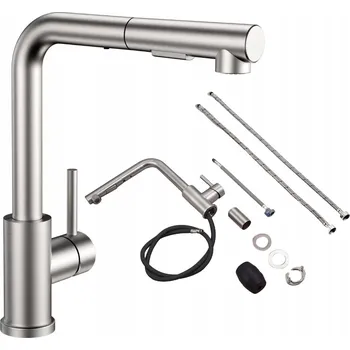 Vodovodní baterie Kuchyňská baterie stojánková s výsuvnou sprchou FORIOUS SUS 304 stříbrná