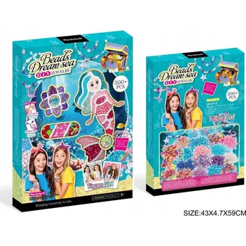 Dětské navlékací korálky KORÁLKY MOŘSKÁ PANNA XXL 500 KS K NAVLÉKÁNÍ PRO VÝROBU BIŽUTERIE