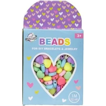 Dětské zboží Sada korálků - srdíčka + 1 metr provázek