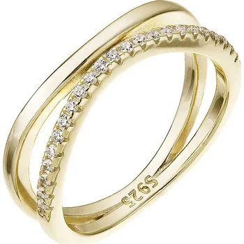 Prsten Evolution Group Pozlacený stříbrný prsten dvojitá vlna 15034.1 Velikost: 56 (průměr 17,8 mm)