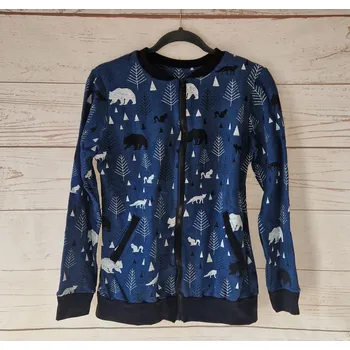 Dámská mikina Yháček Dámská mikina na zip, Lesní zvěř na džínové Velikost:: M