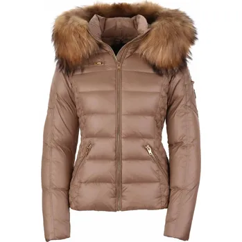 ROCKANDBLUE RITA 63 cm – Krátká péřová bunda s velmi úzkým střihem z lehce lesklého materiálu hnědá 40