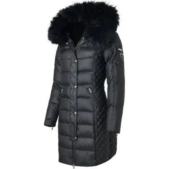 Dámská bunda Černá péřová bunda ROCKANDBLUE BEAM 90 cm černý límec 48