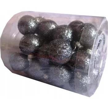 Vánoční dekorace Vánoční Baňky nerozbitné BÍLÉ s brokatem. 3 cm, tuba 24 ks