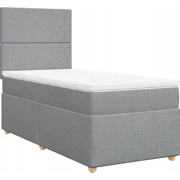 Postel Kontinentální postel 200x100 cm světle šedá s matrací a topperem