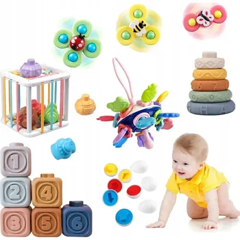 Hračka pro nejmenší Senzorická Hračka Montessori Antistresová Bezpečnost pro děti 6v1