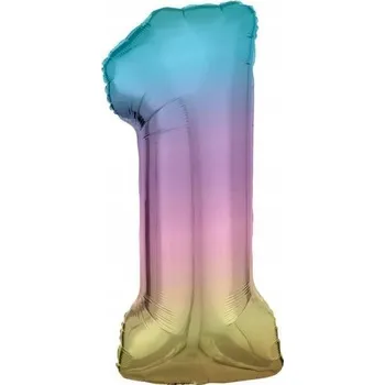 Balónek Fóliový balónek číslice 1 Duhový k 1. narozeninám 83 cm