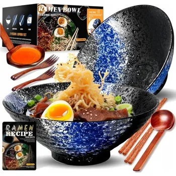 Sada misek na ramen 2 ks 1200 ml + lžíce na ramen + hůlky na ramen