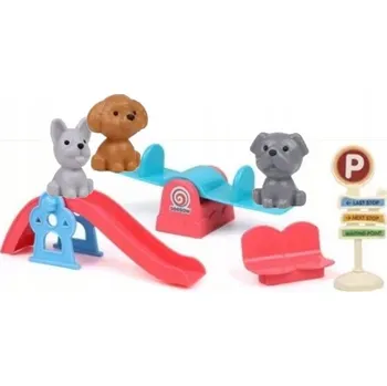 Doplněk pro panenku PRO PANENKU - SADA PEJSCI NA HŘIŠTI 3 ZVÍŘÁTKA A DOPLŇKY