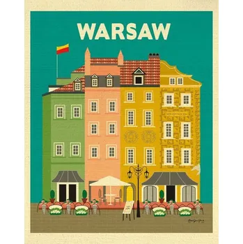 Obraz PUZZLE Varšava ART Vintage Retro + JMÉNO Krabička 120 dílků.