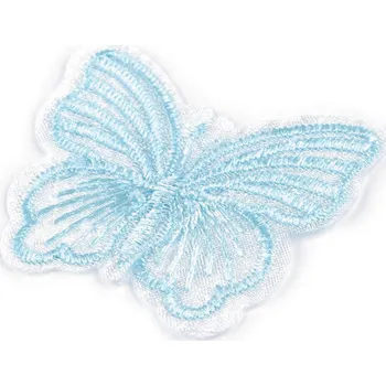 Motýl vyšívaný na monofilu k našití a nalepení, barva 6 modrá pomněnková