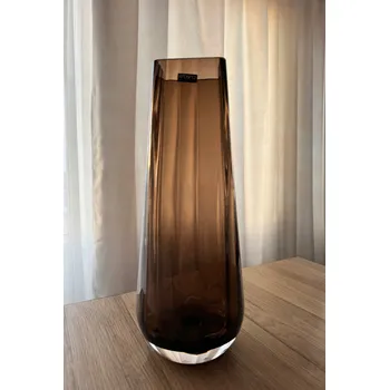 Váza Vysoká váza se čtvercovým okrajem, rýhovaná, 35 cm, hnědá KROSNO