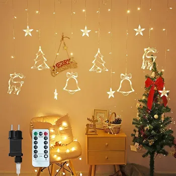 Vánoce SVĚTELNÝ ZÁVĚS LED VÁNOČNÍ OSVĚTLENÍ NA STROMEČEK GIRLANDA ZVONKY SOB BÍLÁ TEPLÁ