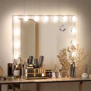 Zrcadlo ANGNYA Zrcadlo pro make-up s osvětlením 50 x 40 cm s dotykovým panelem