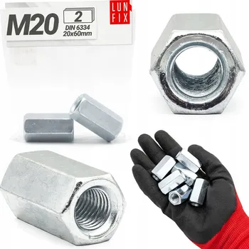 Matice Spojovací matice šestihranné M20x60 pozink DIN6334 2ks