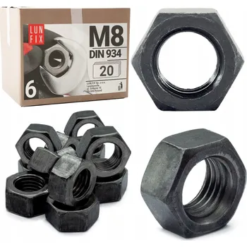 Matice Matice M8, třída 6, černá, DIN 934, balení 20 ks