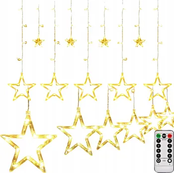 Vánoce SVĚTELNÝ ŘETĚZ HVĚZDY TEPLÁ BÍLÁ NA OKNO VÁNOČNÍ OSVĚTLENÍ NA STROMEČEK 138 LED 2,4 m