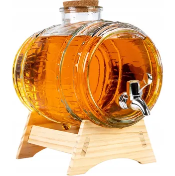 Skleněný soudek s kohoutkem 3L, demižon, karafa na whisky, na vodu