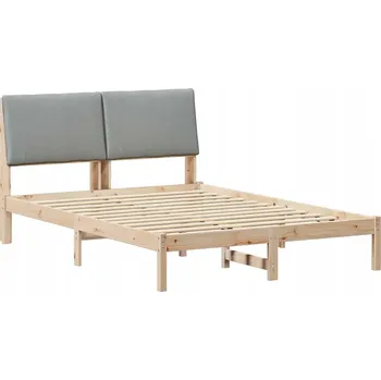 Postel Rám postele s čelem, hnědý a světle šedý, 140 x 190 cm