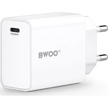 BWOO Adaptér Rychlá Síťová Nabíječka Kostka QC 1 x USB Typ C 20W