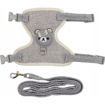 Vodítko pro psa Postroj + vodítko , šedý, polyester / bavlna , délka vodítka 1,2 m, velikost S