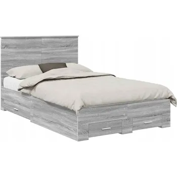 Postel Rámeček postele Šedý Sonoma 135 x 190 cm Materiál na bázi dřeva